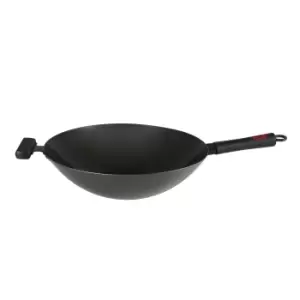Image of Dexam 36cm Heavy Gauge Non Stick Carbon Steel Wok with Staycool Helper Handle Black