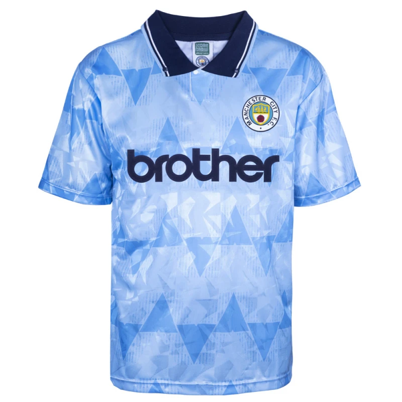 Image of Score Draw Manchester City 1989 Retro Football Shirt MANC89HPYSS-S S Mens Sportswear