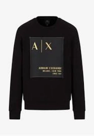 Image of Armani Exchange Gold Patch Logo Polo Pullover Jacket Black Size XL Men