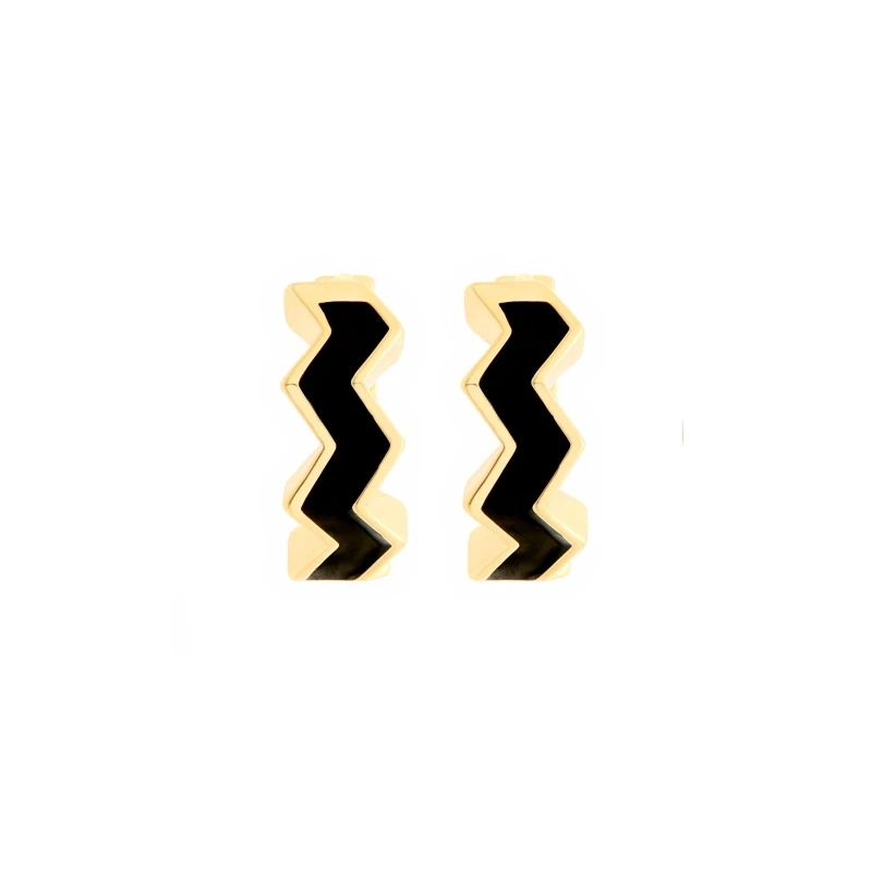 Image of All We Are Oceano Enamel Huggie Earrings - Gold Gold One Size