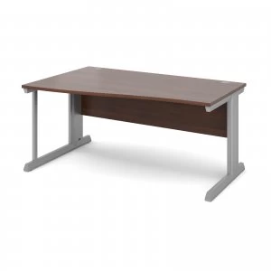 Image of Vivo Left Hand Wave Desk 1600mm - Silver Frame Walnut Top