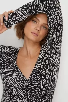 Image of Jersey Animal Wrap Long Sleeve Top