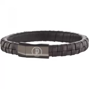 Image of Mens Police Black Ion-plated Steel Connector Bracelet