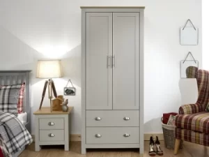 Image of GFW Lancaster Grey and Oak 2 Door 2 Drawer Wardrobe Flat Packed