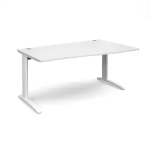 Image of Office Desk Right Hand Wave Desk 1600mm White Top With White Frame TR10