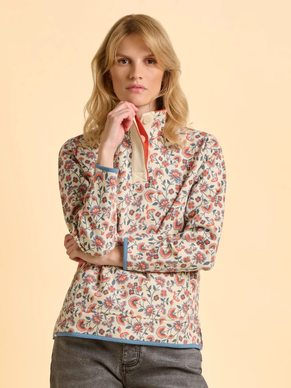 Image of Brakeburn Womens Colehill Quarter Zip Sweatshirt in Cream Size: 10 Cream Female 10