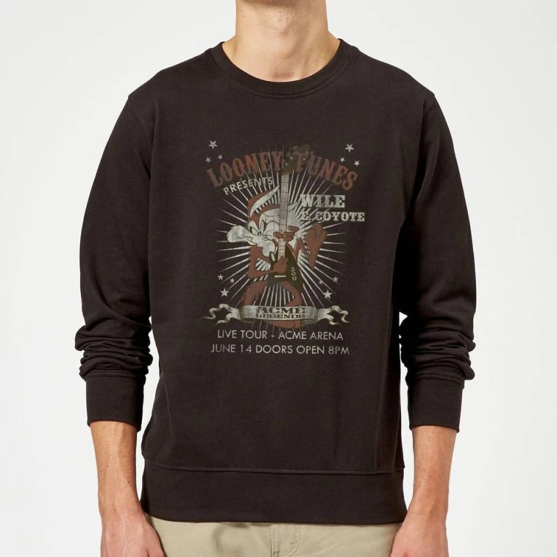 Image of Looney Tunes Wile E Coyote Guitar Arena Tour Sweatshirt - Black - L