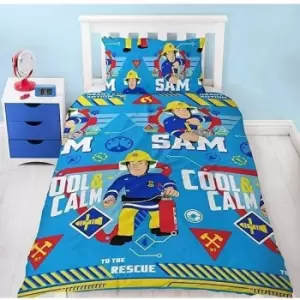Image of Fireman Sam Reversible Single Duvet Set (One Size) (Multicoloured) - Multicoloured