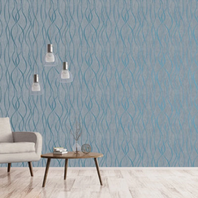 Image of Galerie Special Fx Blue Silver Glitter Ribbons Embossed Wallpaper