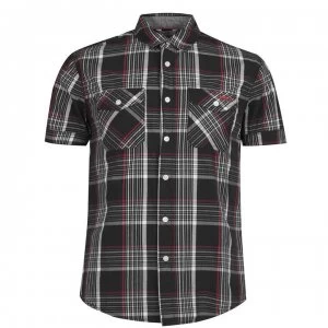 Image of Lee Cooper SS Check Shirt Mens - Black/White/Red