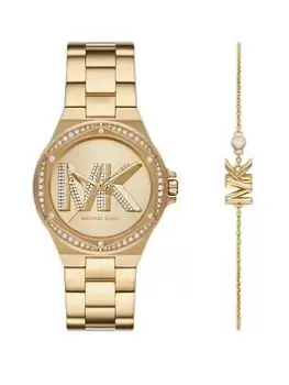 Image of Michael Kors Lennox Ladies Traditional Watches Stainless Steel Gift Set With Bracelet