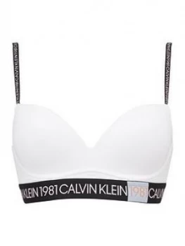 Image of Calvin Klein Plunge Push Up Wire Free Bra - White