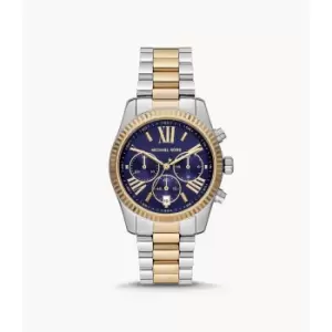 Image of Michael Kors Womens Lexington Chronograph Two-Tone Stainless Steel Watch - Gold / Silver