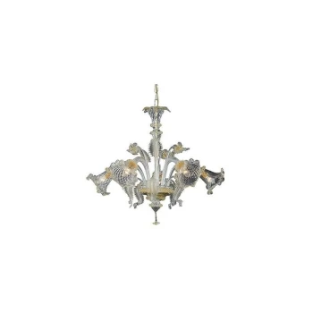 Image of Ideal Lux Rialto - 5 Light Multi Arm Chandelier Amber Finish, E14