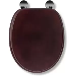 Image of Flexi-Fix Davos Top & Bottom Fix Toilet Seat, Mahogany Effect - Croydex
