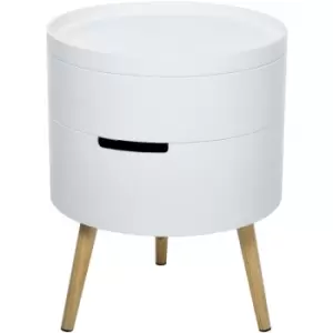 Image of HOMCOM Side Coffee Table End Desk Night Stand Storage w/ Detachable Tray , White - White