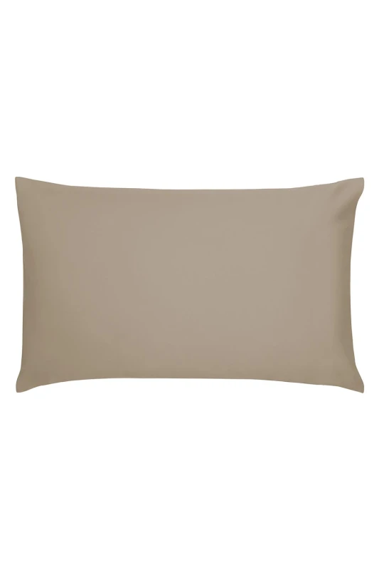 Image of Bedeck of Belfast Cotton Plain Dye Pillowcase Pair - Brown Brown Standard