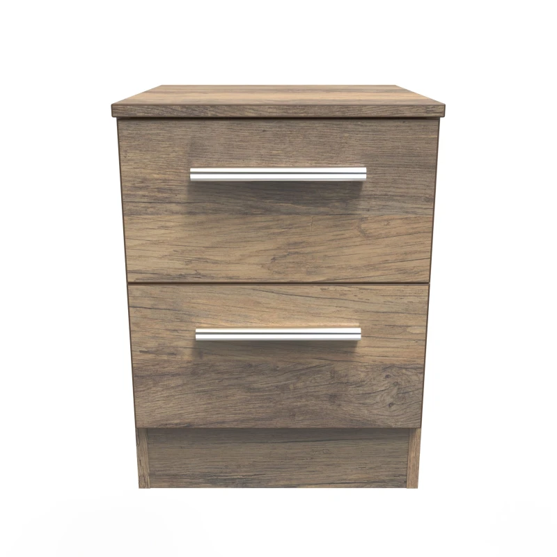 Image of Trent 2 Drawer Bedside Cabinet In Vintage Oak (Ready Assembled)
