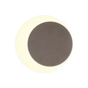 Image of Magnetic Base Wall Lamp, 12W LED 3000K 498lm, 15, 19cm Round Right Offset, Coffee, Acrylic Frosted Diffuser - Luminosa Lighting