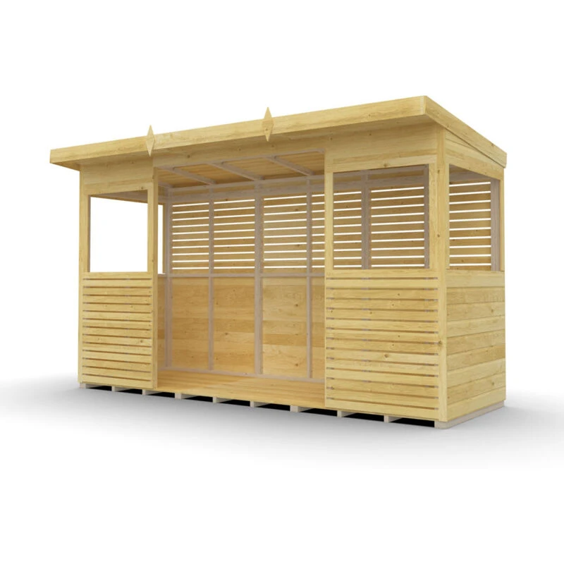 Image of DIY Sheds 12 x 4 BBQ/Outdoor Kitchen Shelter, Brown 12X4PBBQFF