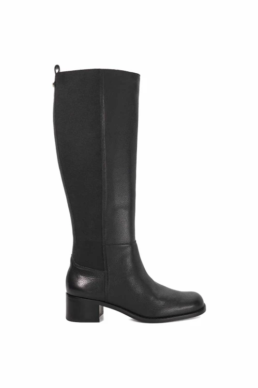 Image of Dune London Womens 'Turner' Leather Knee High Boots in Black Size: 4 Black Female 4