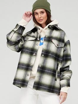 Image of Levis Wool Mix Plaid Shacket - Black Size M Women