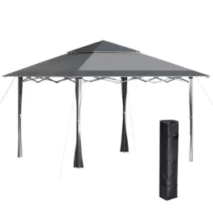 Image of Outsunny 4 x 4m Pop-up Gazebo w/ Roller Bag and Adjustable Legs - Dark Grey