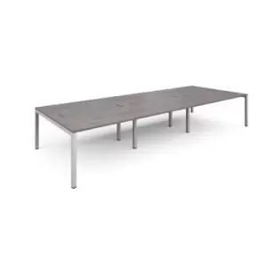 Image of Connex Triple Back to Back Office Desk - 4200mm x 1600mm - White - Grey Oak