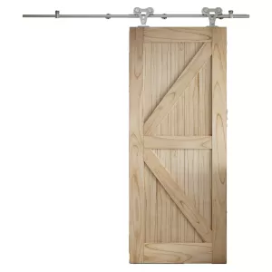 Image of JELD-WEN Mindi Framed Ledged and Braced Unfinished Internal Sliding Barn Door - Elegant Track