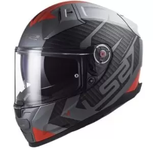 Image of LS2 FF811 Vector II Splitter Matt Titanium Red Full Face Helmet 2XL