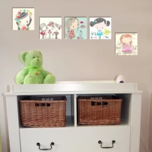 Image of MTB044 White Black Red Grey Pink Decorative MDF Painting (5 Pieces)