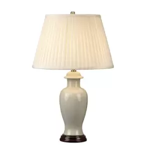Image of Table Lamp Small Porcelain Ivory Crackle Glass Cream Shade LED E27 60W