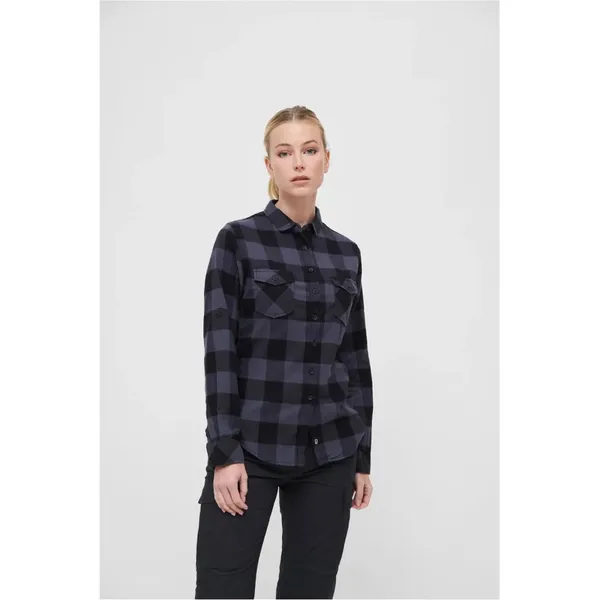 Image of Brandit Amy Flannel Checkshirt Flanel Shirt Black grey S Women