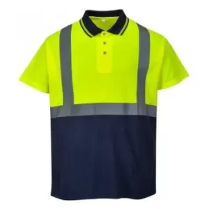 Image of Portwest Mens Hi-Vis Two Tone Polo Shirt (XXL) (Yellow/Navy) - Yellow/Navy