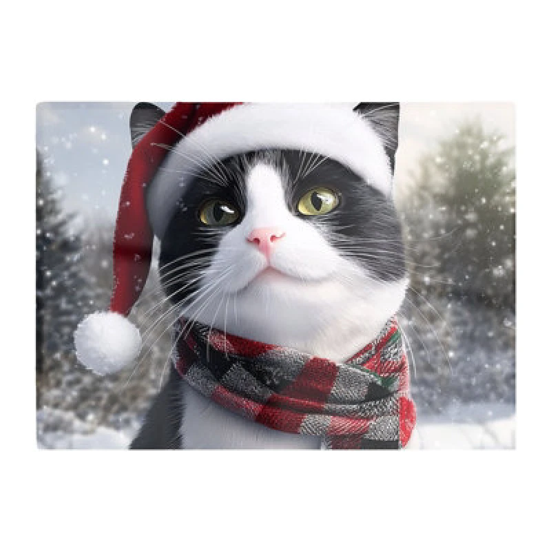 Image of Warren Reed Designer Christmas Black Cat Glass Chopping Board