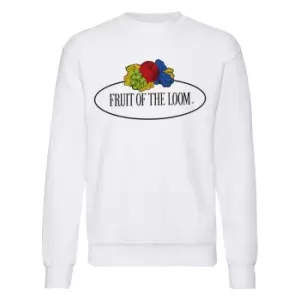 Image of Fruit of the Loom Mens Vintage Big Logo Set-in Sweatshirt (M) (White)