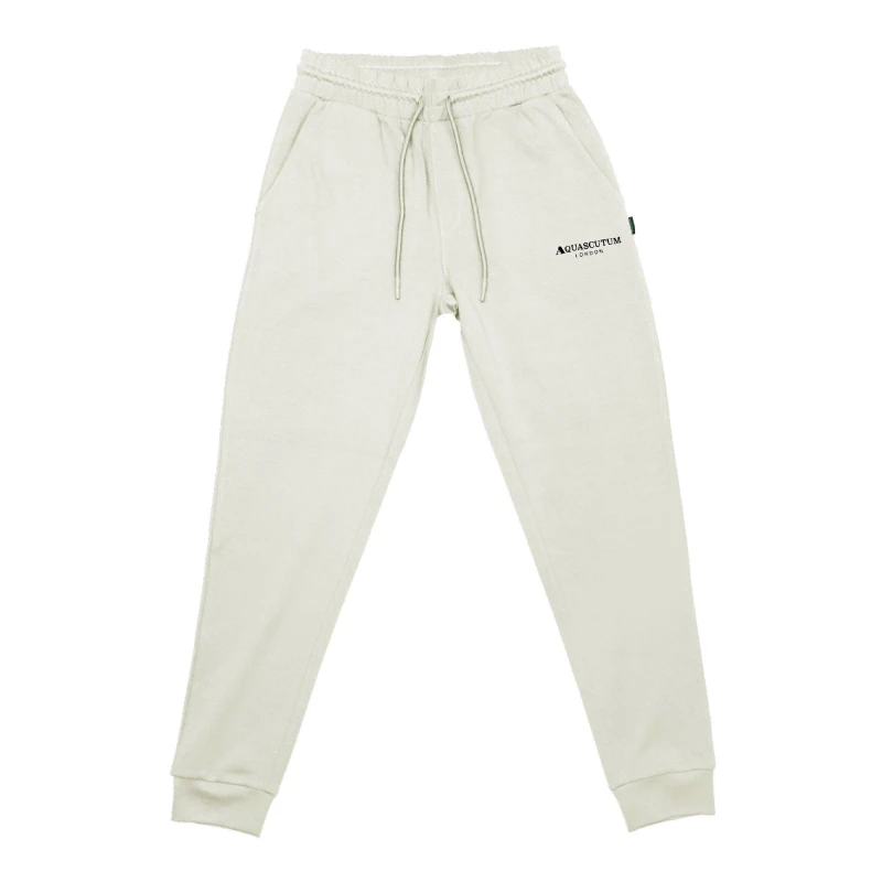 Image of Aquascutum Mens Closed Hem Fleece Joggers Closed Hem Fleece Jogging Bottoms Small Beige 48255804350