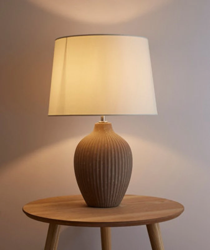 Image of K Living Nora 51Cm Brown Ceramic Table Lamp With Cream Shade Tall Table Lamp With Lampshade