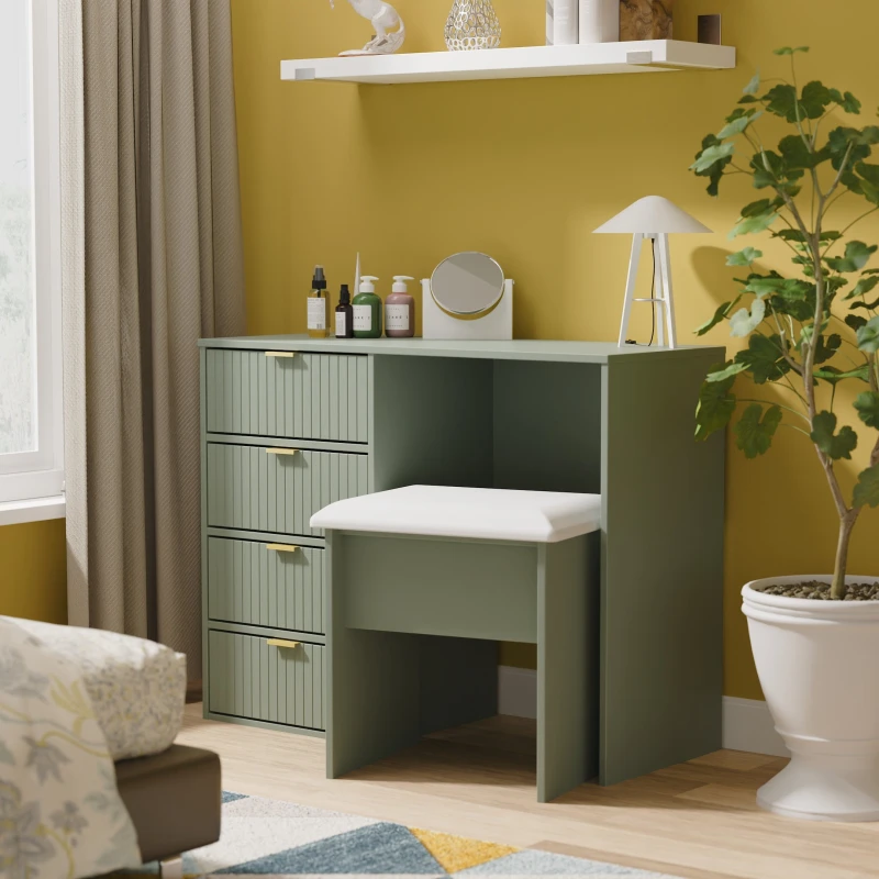 Image of Welcome Furniture Ready Assembled Linear 4 Drawer Vanity In Reed Green LIF028RGRG