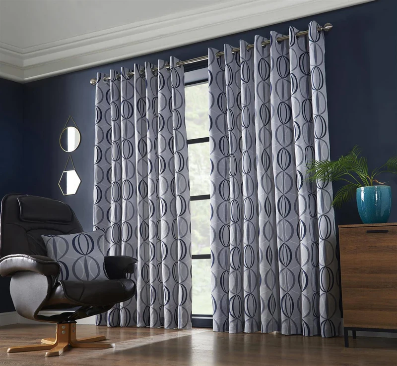 Image of Essential Living Ome Eyelet Ring Top Curtains Navy 228cm x 228cm OMENVY9090