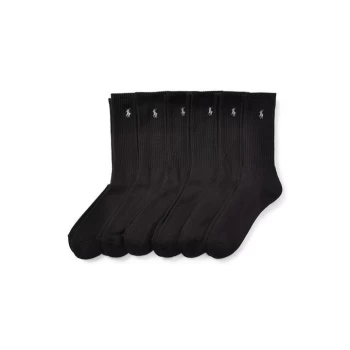 Image of Polo Ralph Lauren 6 Pack Crew Socks - Black