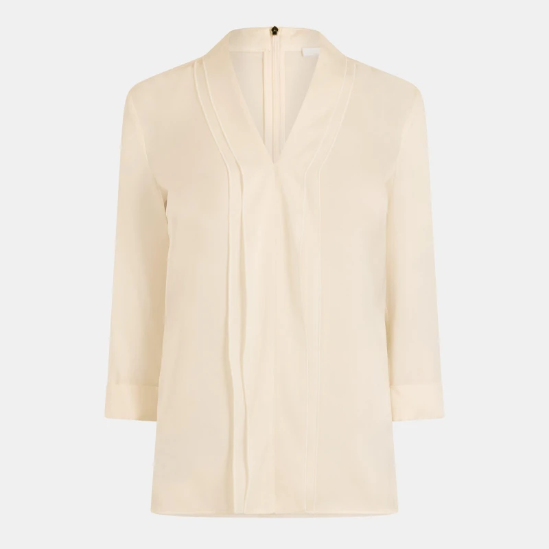 Image of Boss Womens Insani Long-Sleeve Blouse Open White female 4 (XXS)