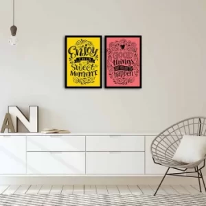 Image of 2PSCT-09 Multicolor Decorative Framed MDF Painting (2 Pieces)