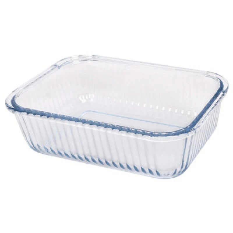 Image of Argon Tableware Optical Rectangular Glass Cake Dish - 22Cm X 16.5Cm