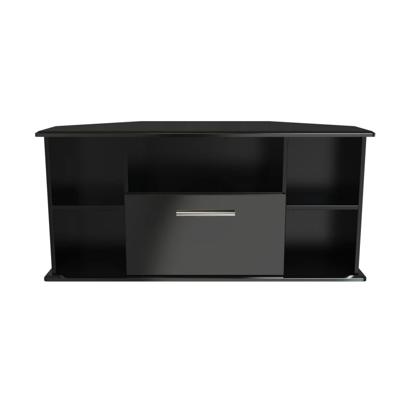 Image of Harrow Corner TV Unit In Black Gloss (Ready Assembled)