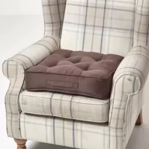 Image of Homescapes - Chocolate Brown Faux Suede Armchair Booster Cushion - Brown