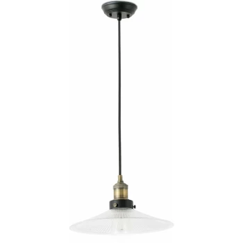 Image of Faro Lighting - Faro Halita - 1 Light Dome Ceiling Pendant Antique Brass with Plate Shade, E27