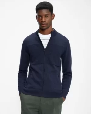 Image of Textured Panel Zip Cardigan