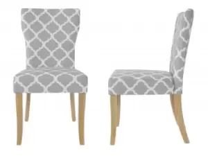 Image of LPD Hugo Set of 2 Grey Patterned Upholstered Dining Chair