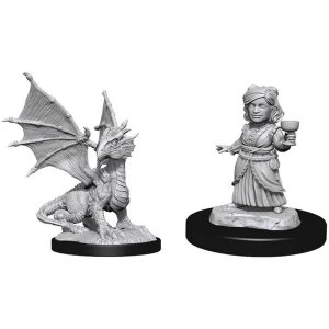 Image of D&D Nolzur's Marvelous Miniatures (W13) Silver Dragon Wyrmling & Female Halfling